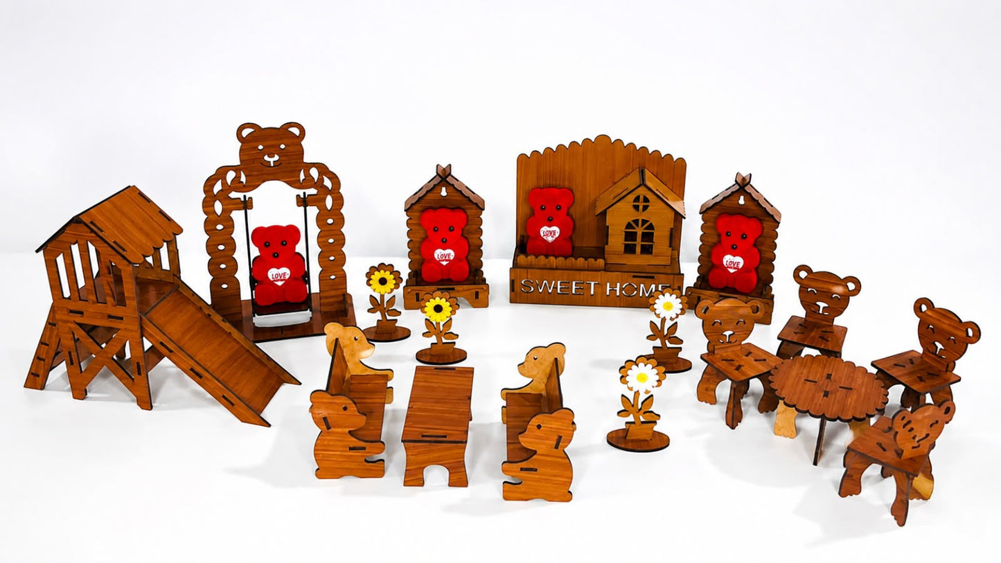 Kids Wooden Doll House Furniture Set (Best Offer)”