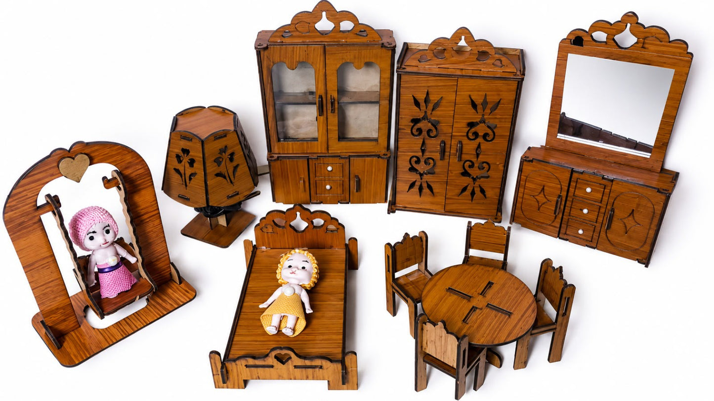 Kids Wooden Doll House Furniture Set (Best Offer)”